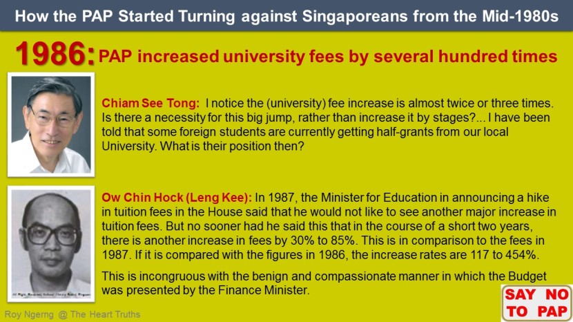 4 How the PAP Started Turning against Singaporeans from the Mid-1980s @ University Fees shortened